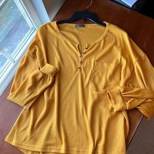 Waffle Knit Mustard Women’s Pocket Tee